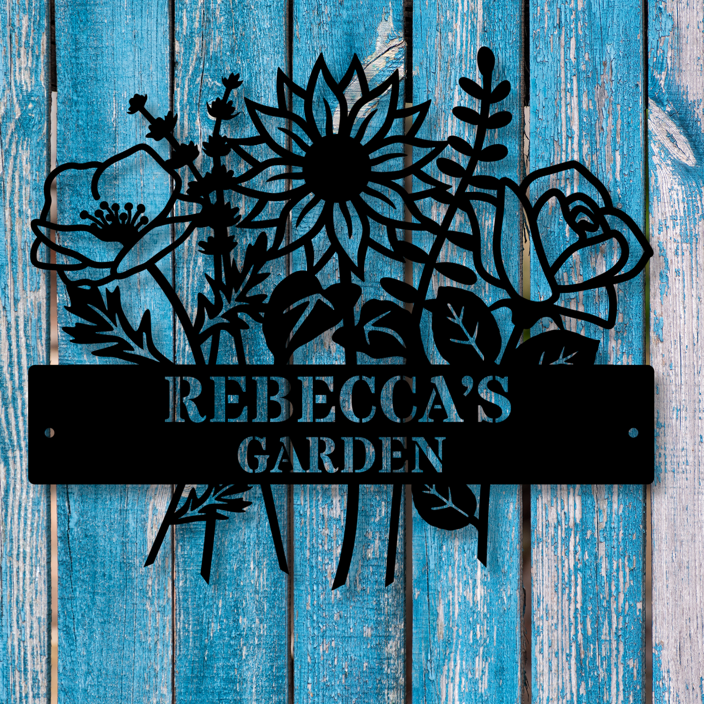 Custom Garden Metal Sign, Personalized Floral Metal Art, Outdoor Yard Decor, Customizable Wall Decoration, Rustic Garden Sign