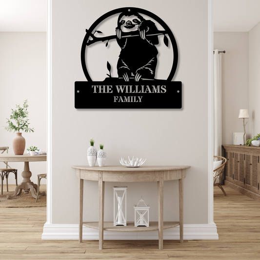 Custom Wall Metal Sign, Home and Living, Home Decor, Wall Decor, Wall Hangings, Livingroom Decor, Minimalist Line Art, sloth, Metal Wall Art