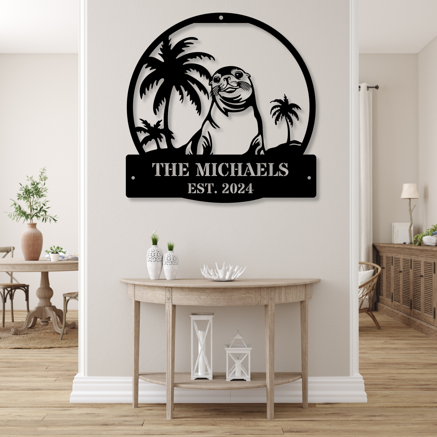 Custom Seal Metal Wall Sign, Personalized Seal Art, Beach House Metal Sign, Metal Home Decor, Customized Wall Sign, Seal Themed Decor