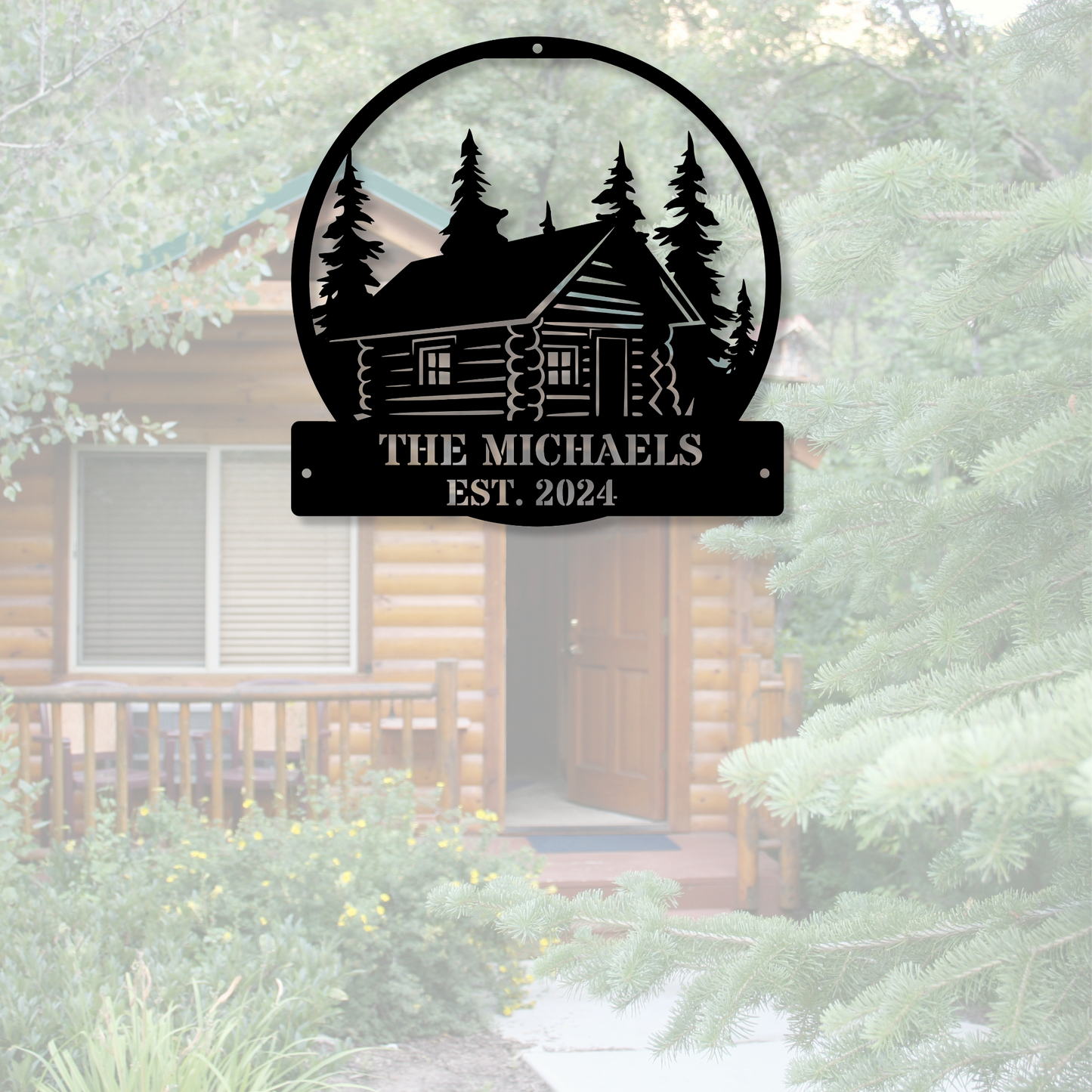 Personalized Metal Cabin Name Sign, Pine Tree Custom Metal Sign, Personalized Gift, Farmhouse Gift, Mountain House Sign, Family Name Sign