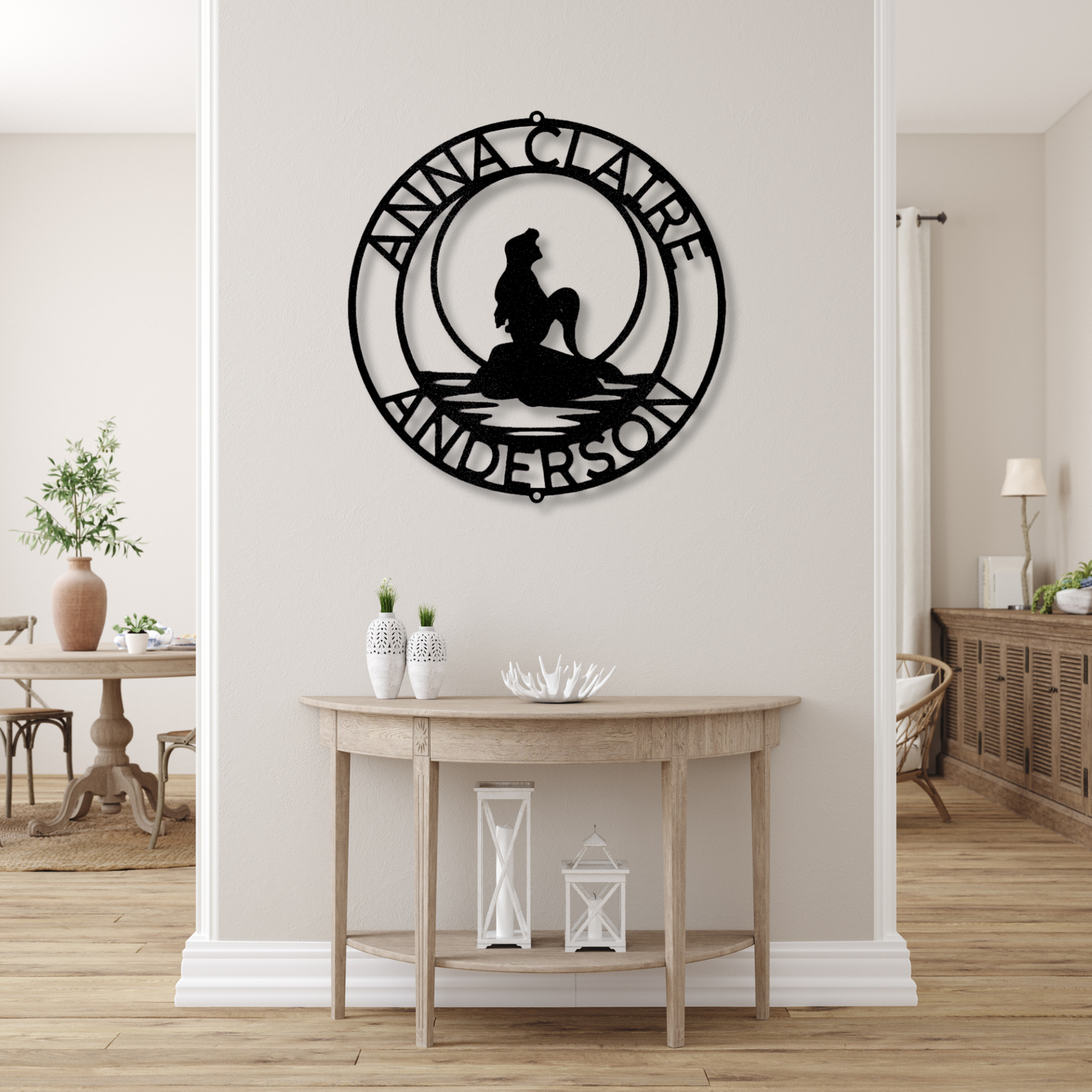 Mermaid Wall Metal Sign, Personalized Mermaid Decor, Kids Bedroom Coastal Wall Art, Nautical Theme, Beach House Decor, Ocean Room Metal Art