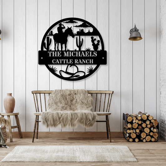 Personalized Cattle Ranch Metal Sign, Custom Ranch Decor, Rustic Farmhouse Sign, Western Ranch Gift, Cowboy Metal Decor, Country Living