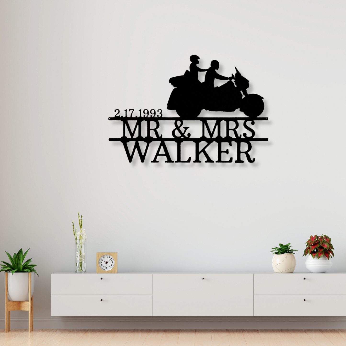Motorcycle Metal Sign, Wedding Anniversary Gift, Married Couple Gift, Bikers Anniversary Gift, Personalized His & Hers, Last Name Sign