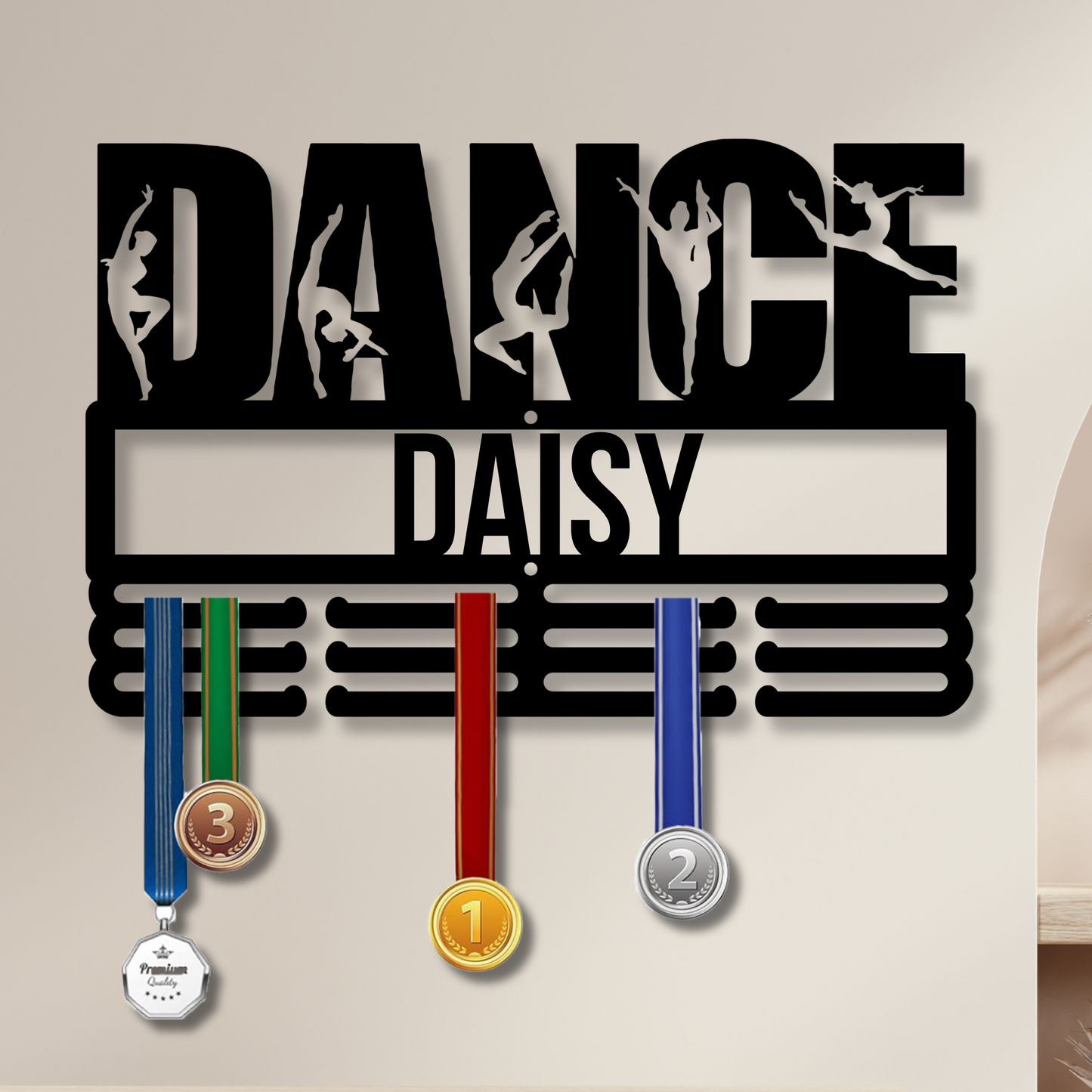 Custom Metal Ballerina Medal Hanger, Personalized Dance Medal Holder, Ballet Dancer Wall Art