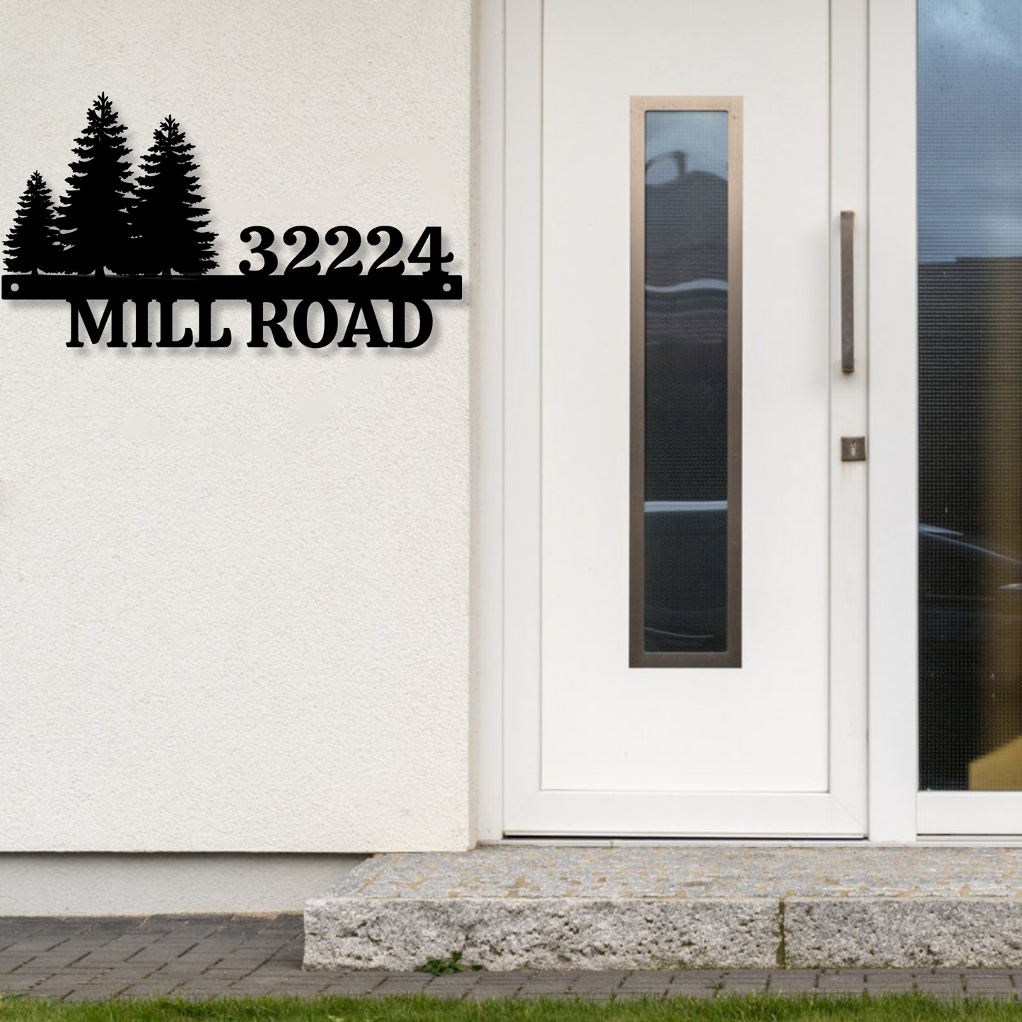 Custom Metal Address Sign, Pine Tree Decoration, Personalized Driveway Entrance Sign,Street Name Sign, Outdoor Patio Entryway Decor