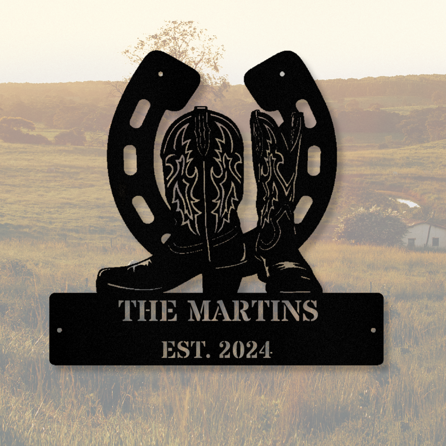 Custom Cowboy Boots Metal Sign, Established Metal Sign, Boots Wall Art Decor, Address Metal Wall Sign, Last Name Metal Sign, Wall Hanging