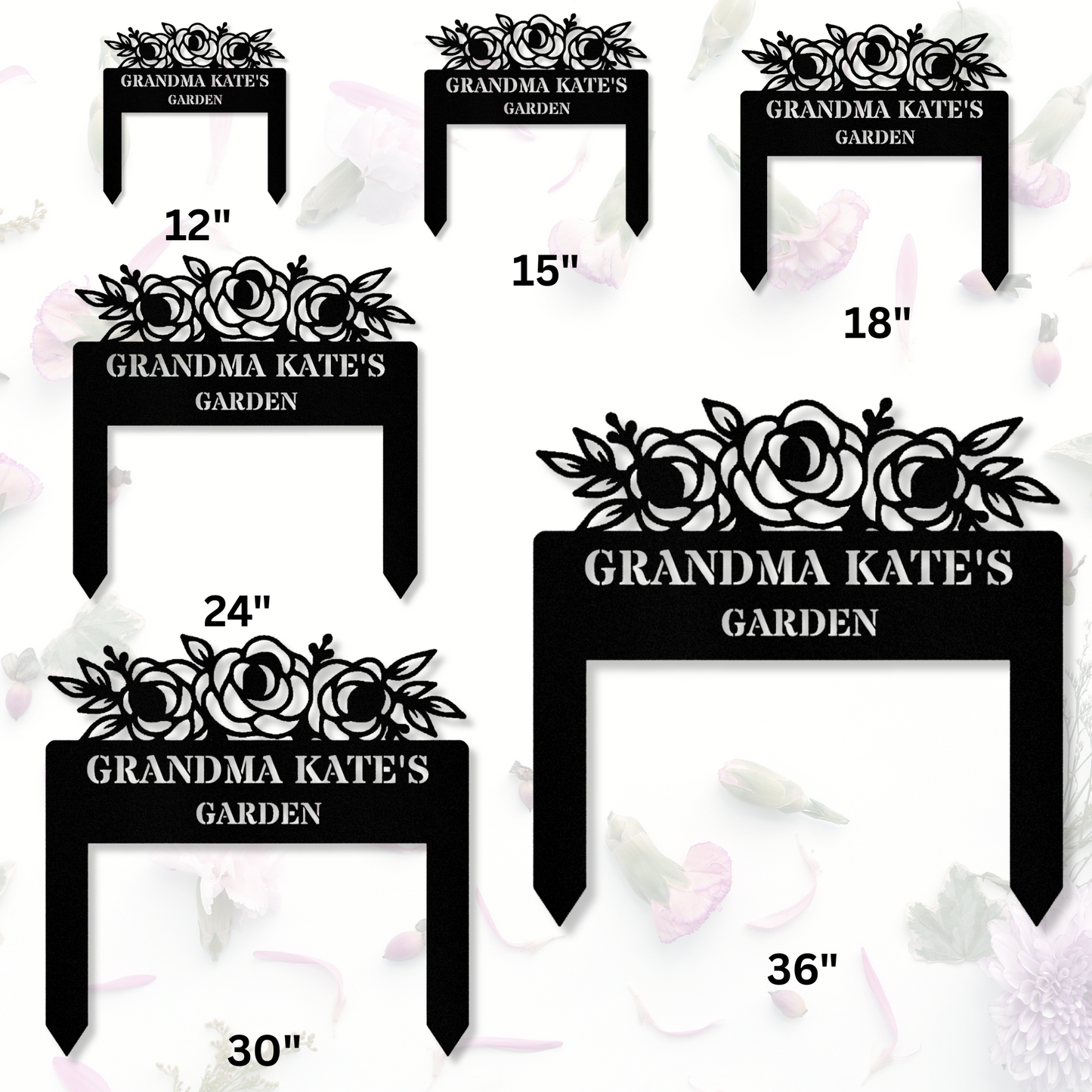 Flowers Garden Metal Stake, Name Garden Metal Sign, Garden Decor Sign, Outdoor Metal Sign, Personalized Garden Sign with Name