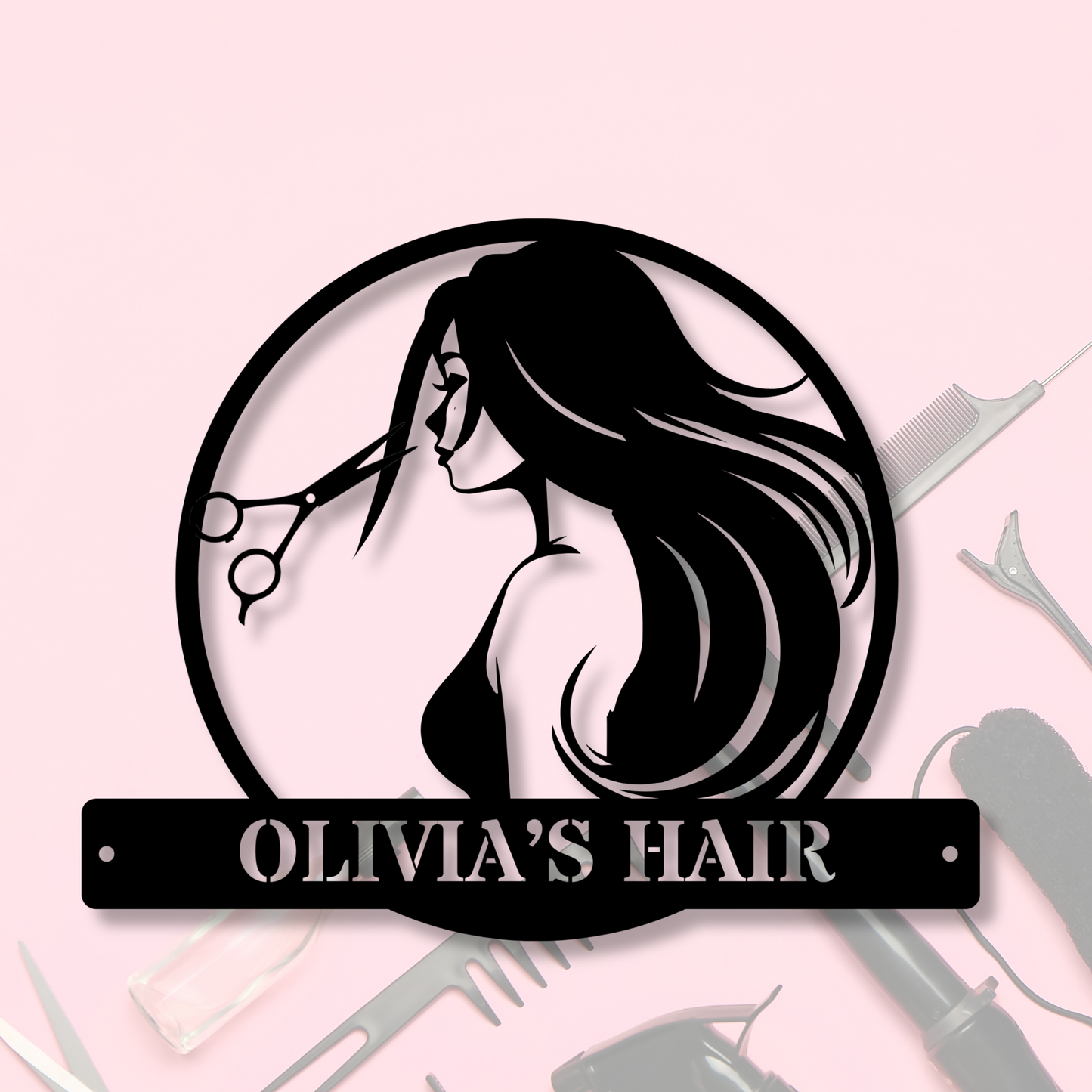 Customized Hair Dresser Metal Sign, Personalized Salon Name Sign, Hairdresser Wall Art