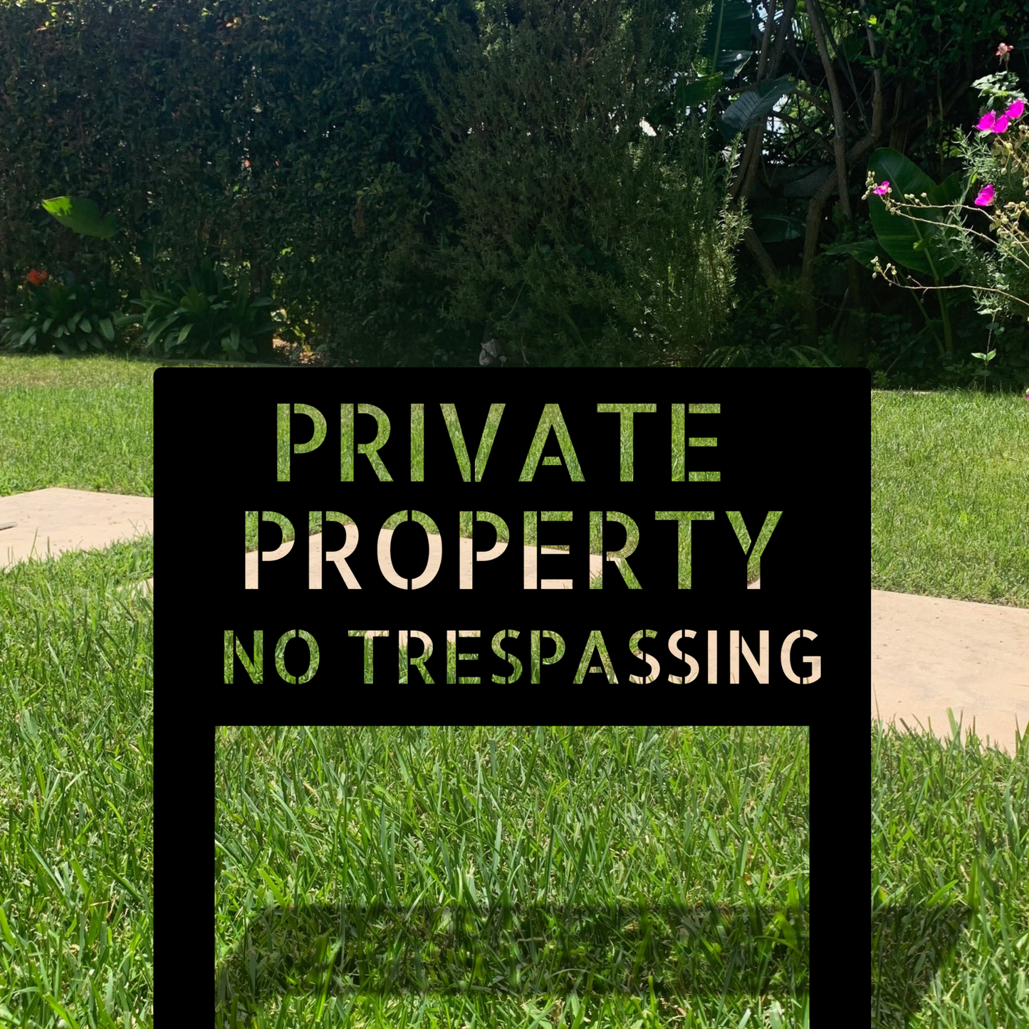 No Trespassing Outdoor Metal Stake Sign, Private Property Front Yard Sign, Custom Words Metal Stake Sign