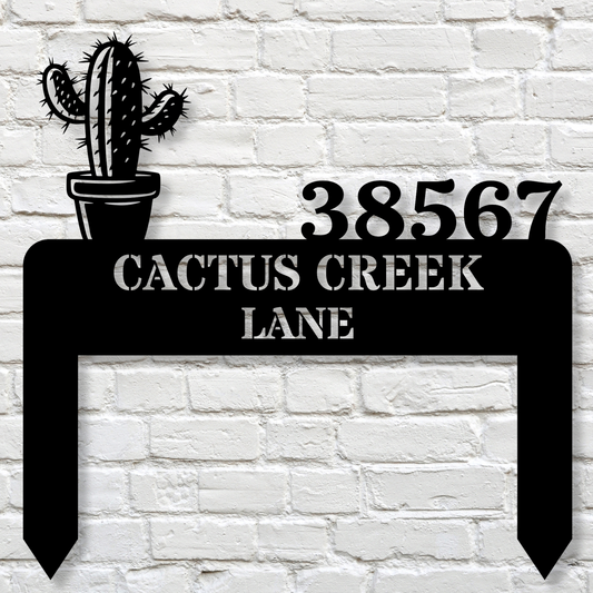 Custom Cactus Metal Address Stake, Personalized Outdoor Sign, Garden Decor Stake, Desert Decor, Housewarming Gift, Custom Yard Sign