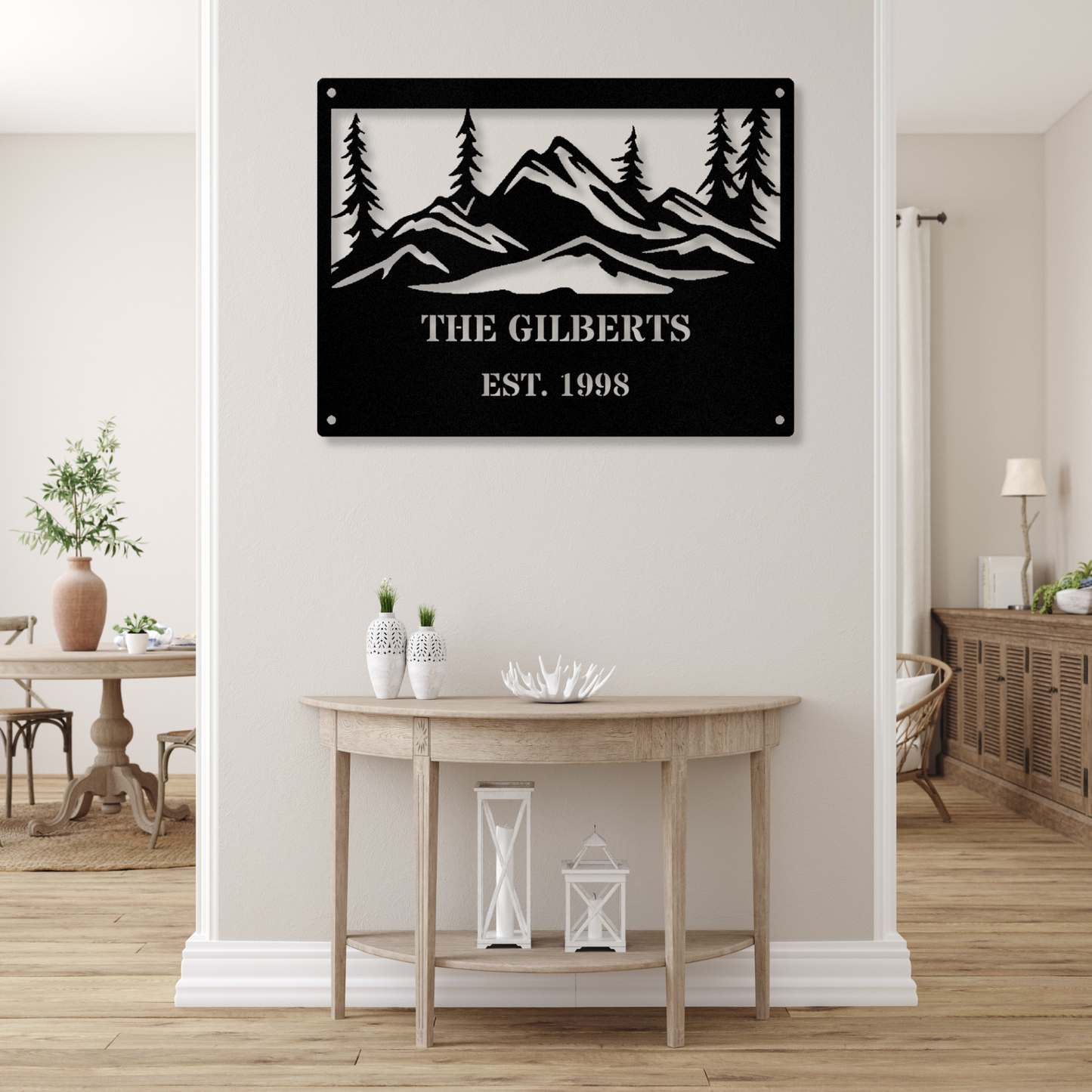 Personalized Cabin Metal Sign, Custom Last Name Metal Sign, Large Wall Metal Sign, Mountain Wall Decor, Wilderness Metal Sign