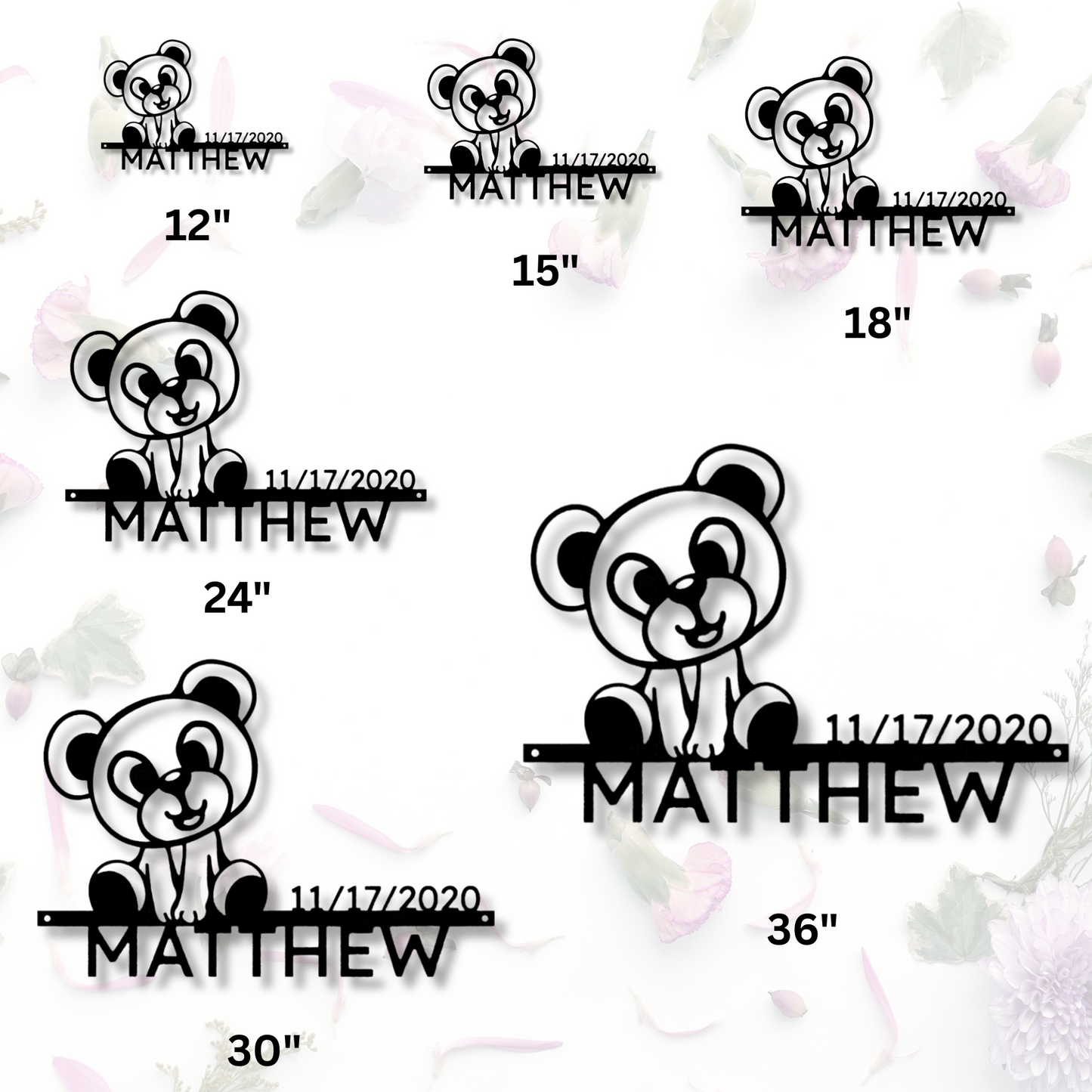 Teddy Name Date Metal Sign, Baby Shower Gifts, Kids Room Wall Decor, Above Crib Sign, Daughter Gifts, Birthday Gifts, Kids Playroom Decor