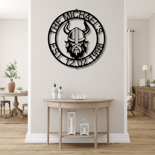 Viking Ring Metal Sign, Personalized Viking Name Sign, Vegvisir Wall Art, Celtic Wall Decor, Viking Lover Husband Gifts, Custom Norse Decor