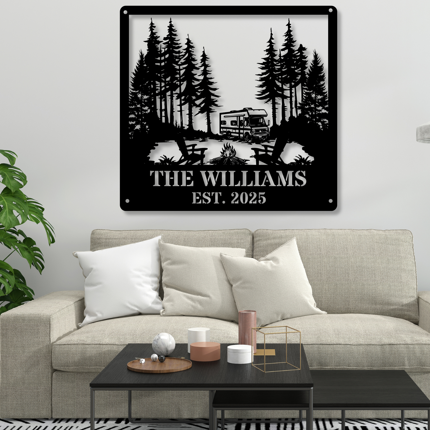 Custom RV Trailer Metal Sign, Custom Camping Name Metal Wall Art For Campsite Decor, Happy Campers Sign, Camper Gift, Camping Sign