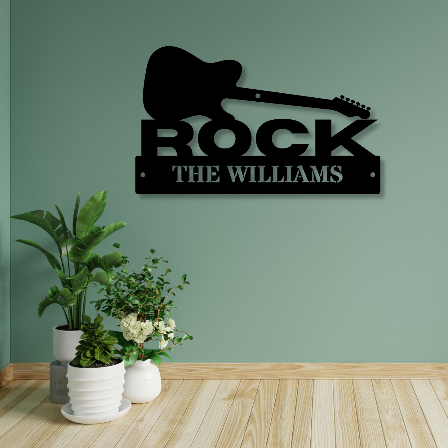 Custom Guitar Metal Sign, Personalized Guitar Name Sign, Guitar Studio Wall Art, Music Room Decor, Gifts for Guitarists