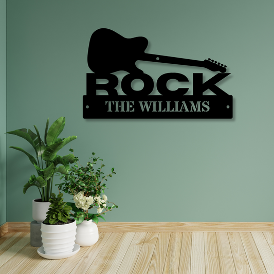 Custom Guitar Metal Sign, Personalized Guitar Name Sign, Guitar Studio Wall Art, Music Room Decor, Gifts for Guitarists