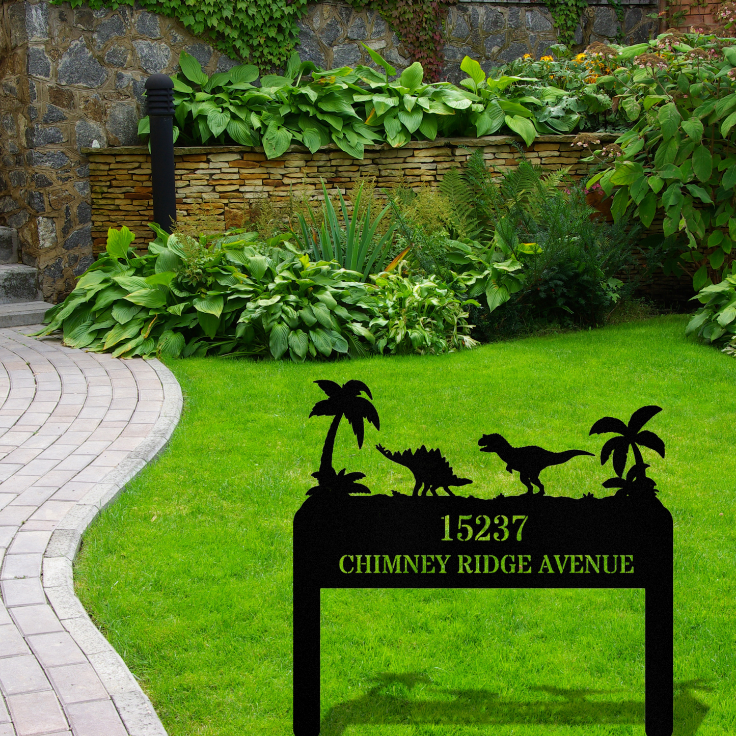 Customized Dinosaur Address Stake, House Number Metal Address Sign, Housewarming Gift, Horizontal Address Plaque, Address Signage, Jurassic