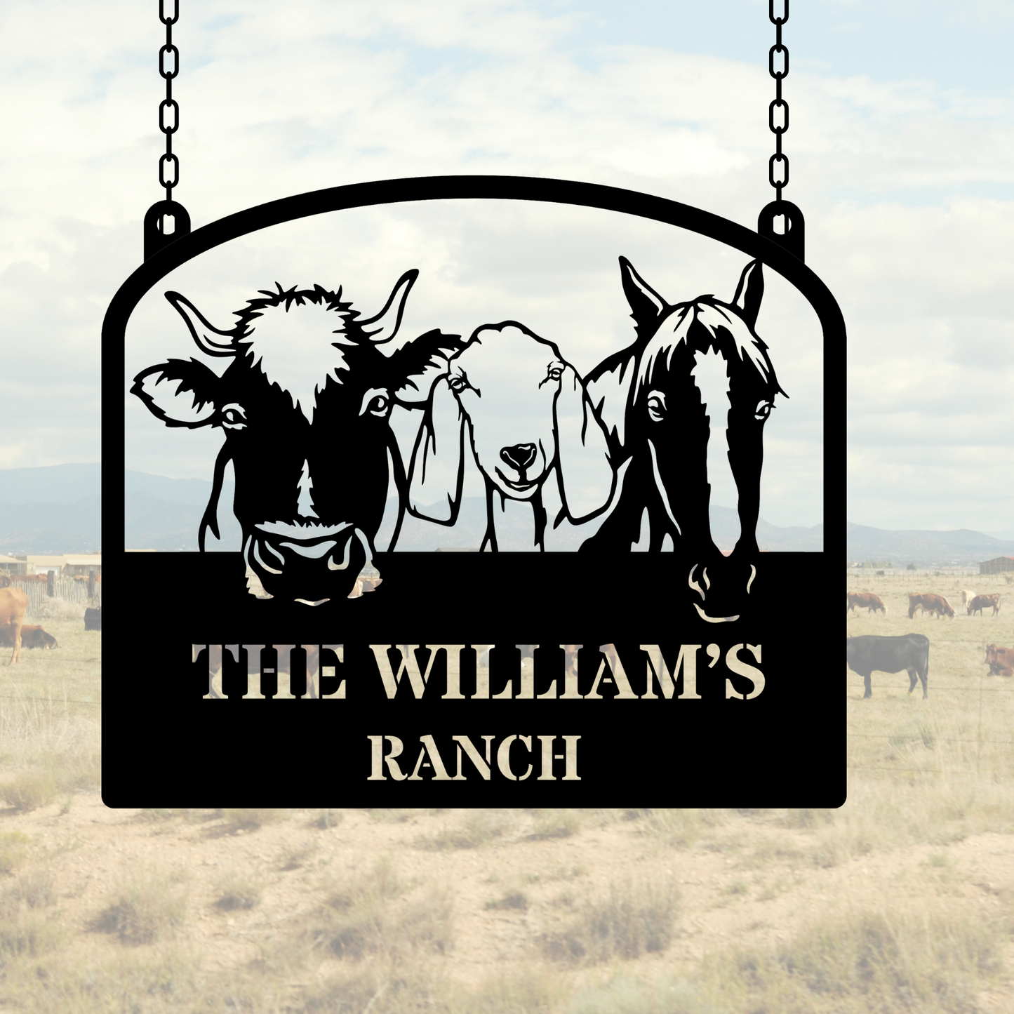 Custom metal farm name sign, Large metal name sign, Ranch metal sign, Hangable farm sign