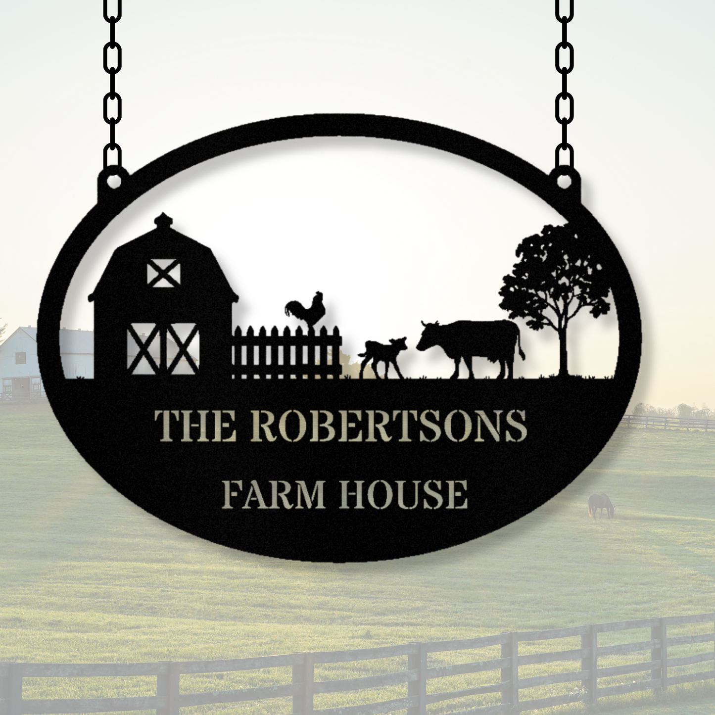 Customized Farmhouse Metal Sign, Farm Address Sign, Barn Hanging Metal Sign, House Number Sign, Couple Name Plaque, Country Home Decor