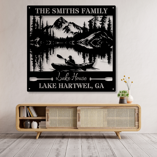 Custom Lake House Metal Sign Wall, Forest Lake Sign, Personalized Lake House Name Sign,Camping Metal sign,Lake House Decor