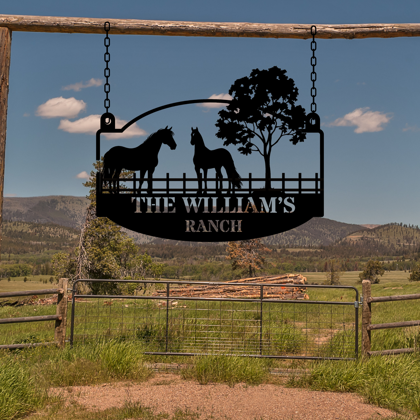 Custom Horse Ranch Hanging Metal Sign, Horse Stable Decor, Personalized Ranch Sign, Equestrian Cowboy Decor, Western Metal Art, Horse Farm