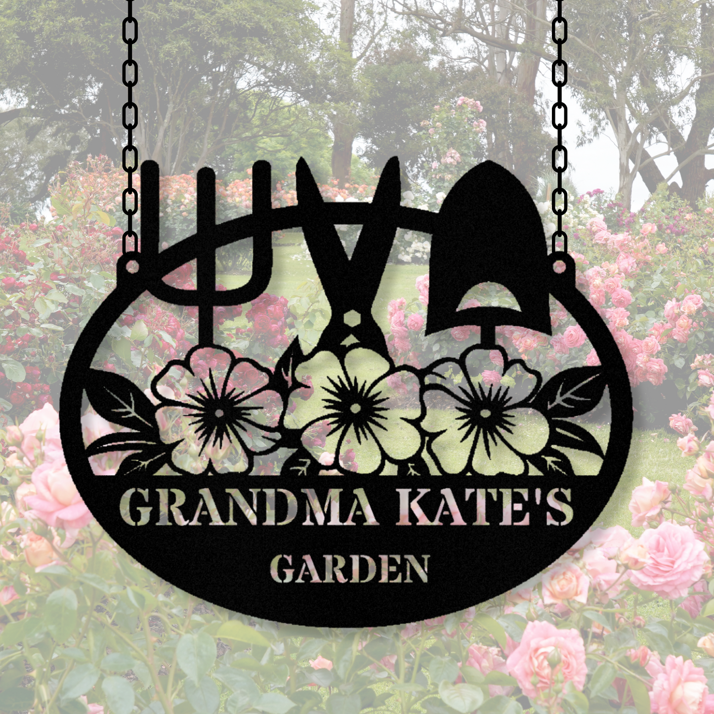 Custom Garden Hanging Metal Sign, Personalized Outdoor Yard Decor, Metal Garden Art, Unique Patio Wall Gift for Garden Enthusiasts