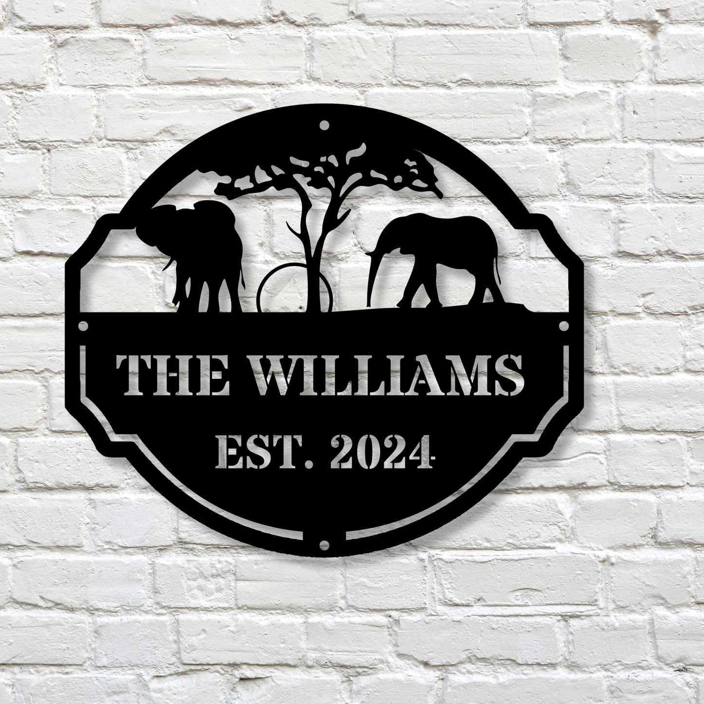 Custom Family Metal Sign, Elephant Metal Sign, Personalized Wall Decor