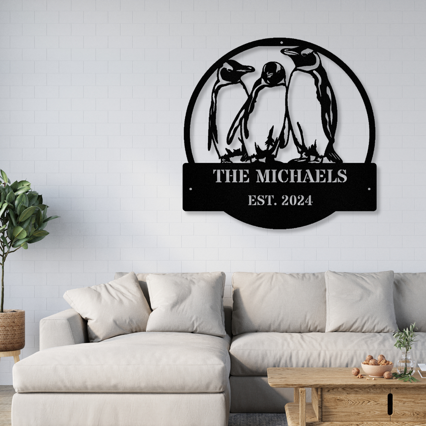 Personalized Penguin Metal Sign, Custom Wall Hanging, Penguin Wall Art Decor, Metal Penguin Decor, Animal Metal Art, Wall Hanging Gift