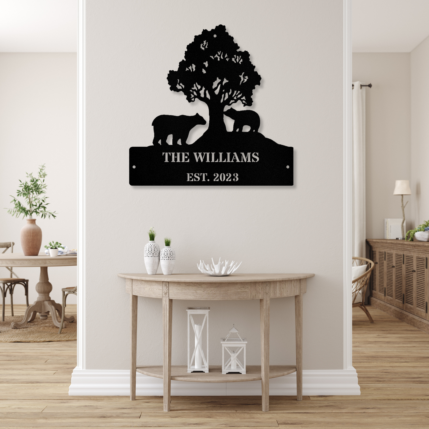 Personalized Bear Metal Sign, Bear Wall Hanging, Large Metal Wall Sign, Living Room Wall Decor, Cabin Metal Sign, Bear Themed Wall Decor