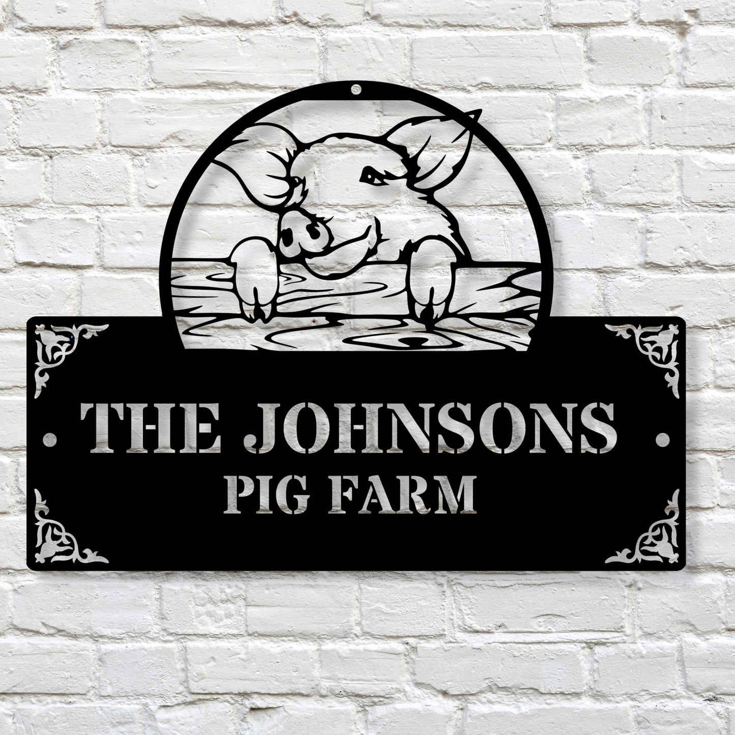 Custom pig farm metal sign, Pig farm decor, Farmhouse metal art, Rustic pig wall decor, Personalized farming gift