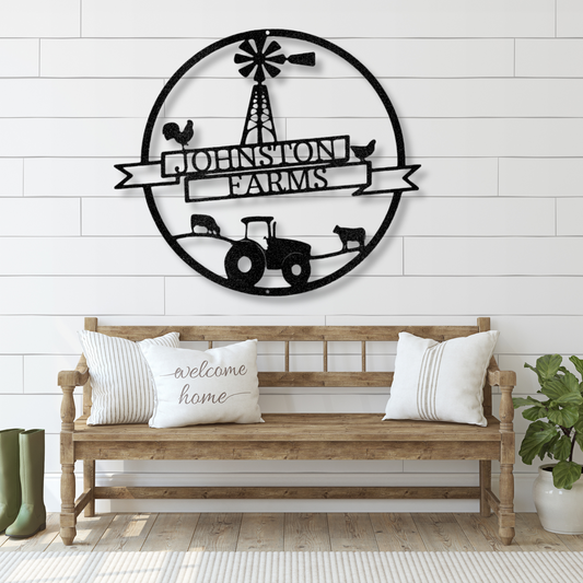 Farm Banner Monogram - Steel Sign