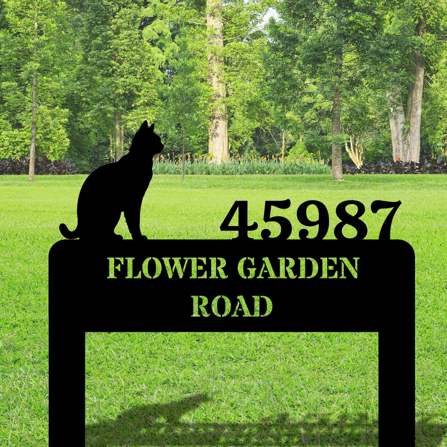 Customized Cat Home Address Metal Stake, Cat Metal Sign, Home Number Metal Sign, Horizontal Address Sign, Cat Lover Sign, Cat Mom Gift, New Home Address Sign, Choose Cat Sign