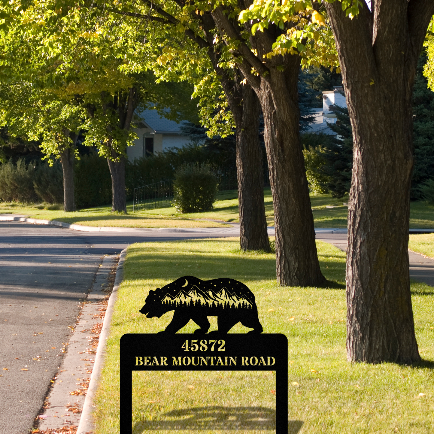 Bear Mountain Address Stake, Bear Address Metal Sign, Horizontal Address Plaque, Address Signage, Metal Address Plaque, Housewarming Gift