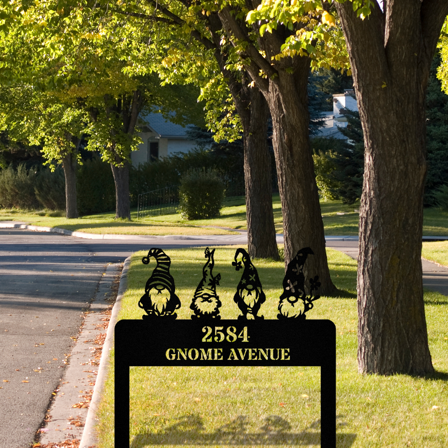 Customized Gnome Address Metal Stake, House Number Sign, House Address Plaque, Wedding Gift, Address Signage, Gnome Outdoor Decor