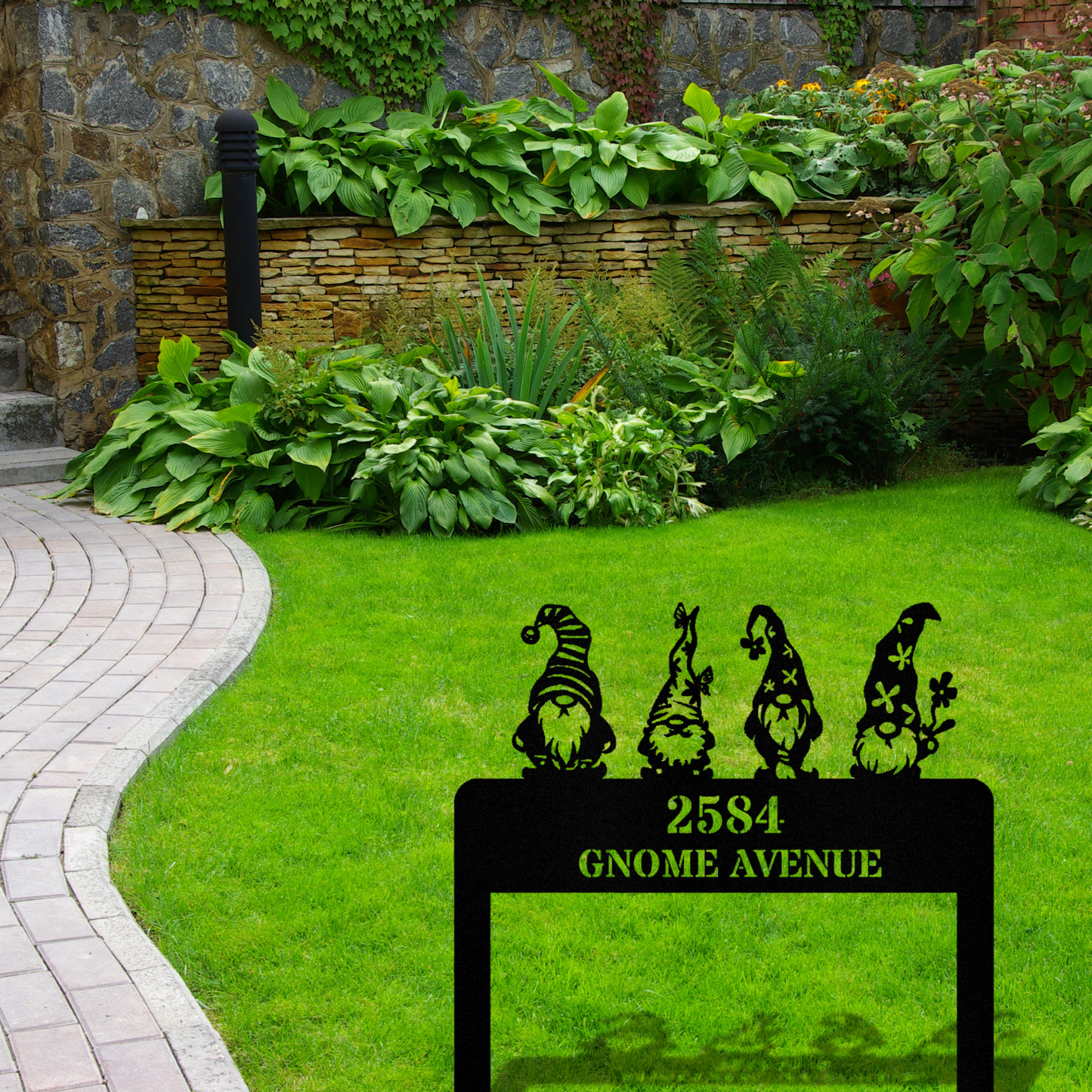 Customized Gnome Address Metal Stake, House Number Sign, House Address Plaque, Wedding Gift, Address Signage, Gnome Outdoor Decor