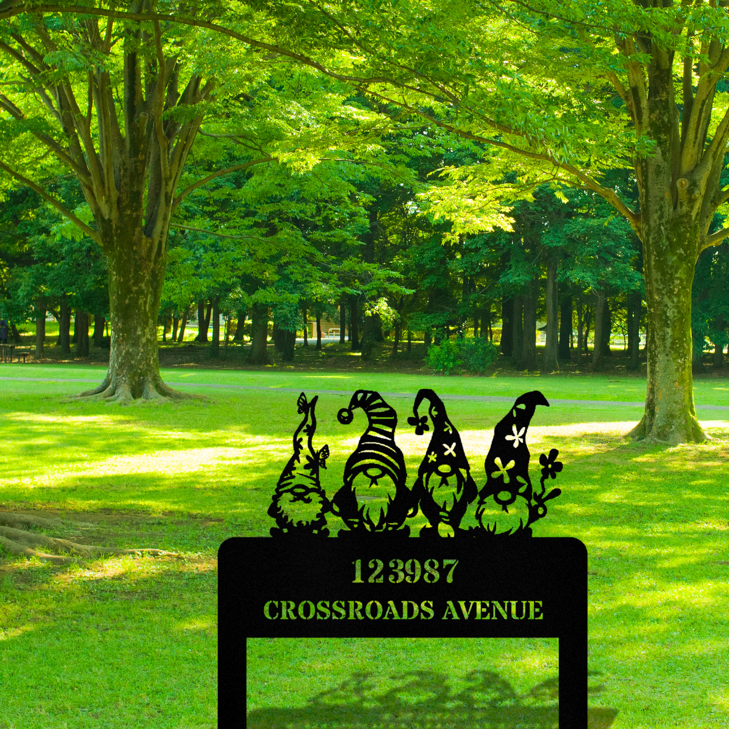 Personalized Gnome Address Metal Stake, House Number Sign, House Address Plaque, Wedding Gift, Address Signage, Gnome Outdoor Decor