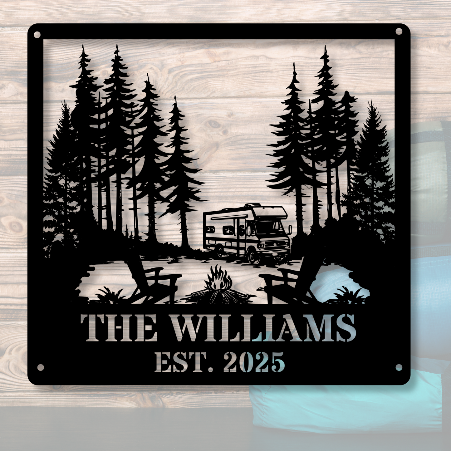 Custom RV Trailer Metal Sign, Custom Camping Name Metal Wall Art For Campsite Decor, Happy Campers Sign, Camper Gift, Camping Sign