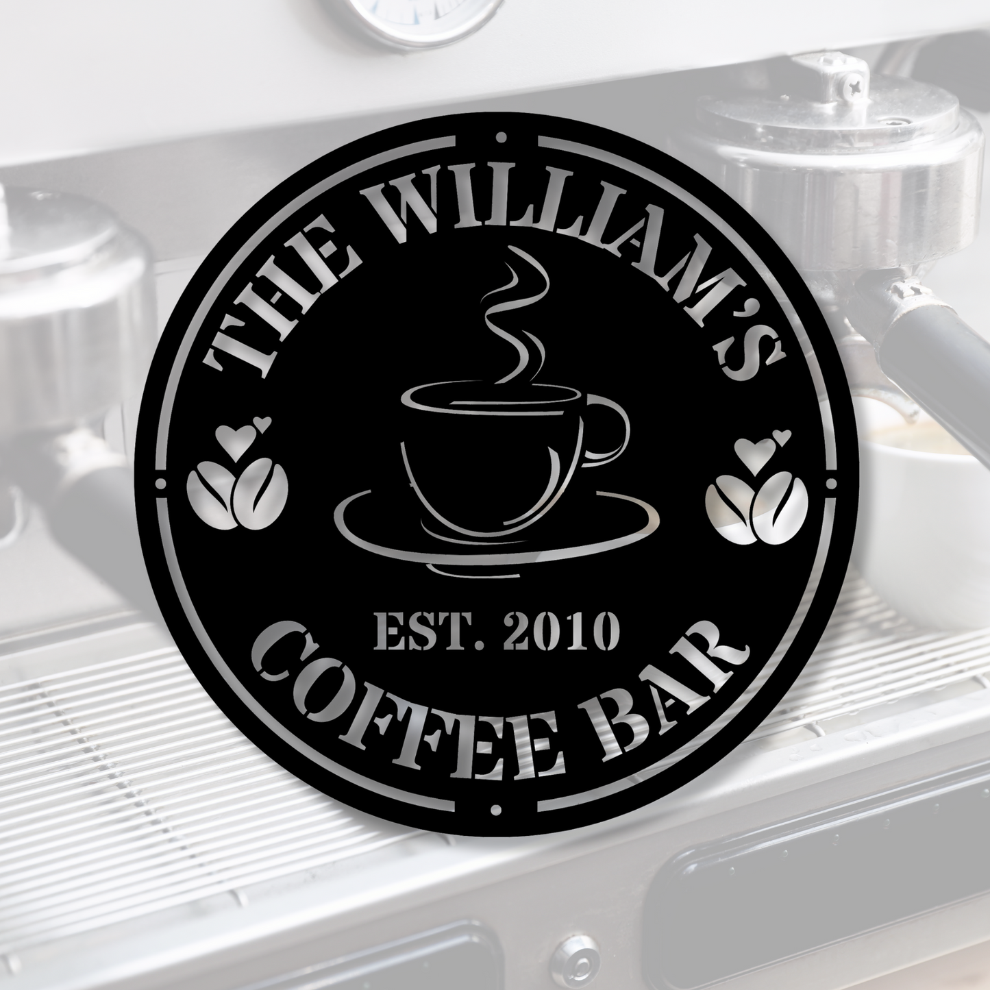 Custom Coffee Bar Metal Sign, Personalized Name Sign, Coffee Shop Decor, Kitchen Wall Art, Coffee Lover Gift, Custom Coffee Decor