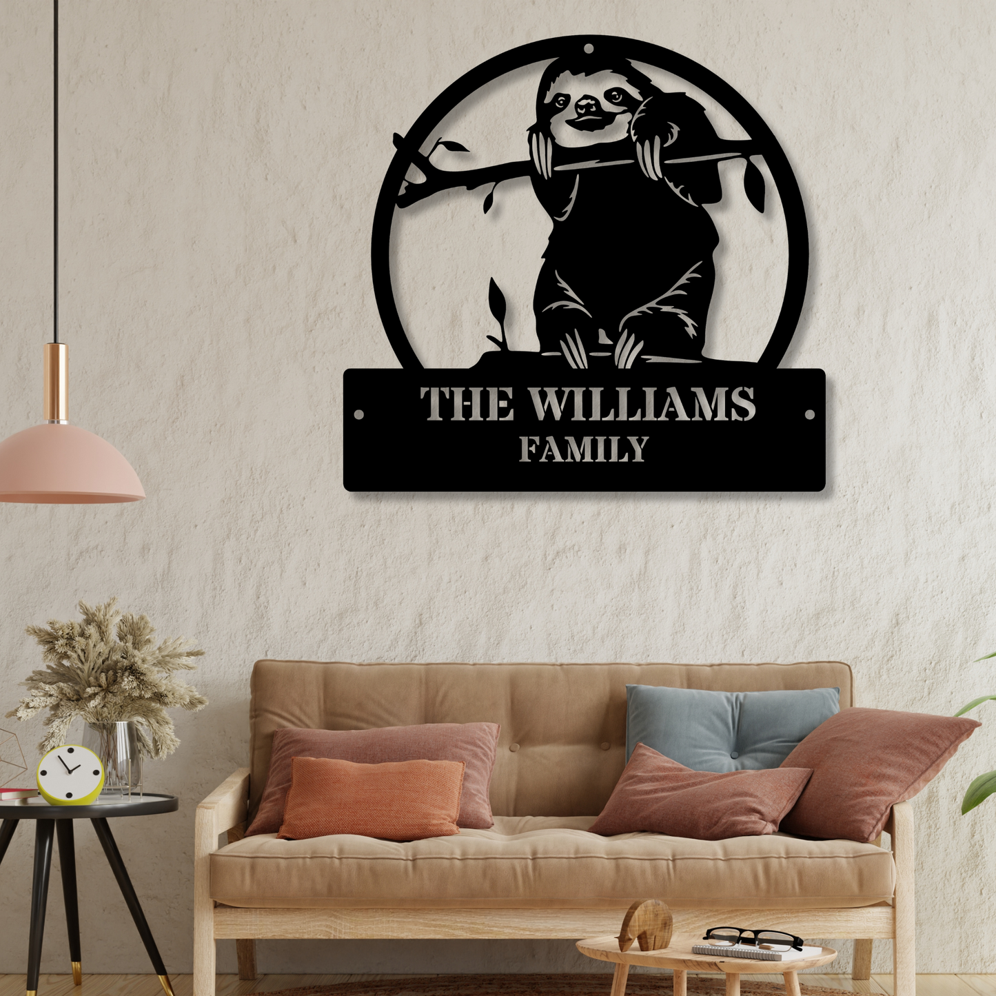 Custom Wall Metal Sign, Home and Living, Home Decor, Wall Decor, Wall Hangings, Livingroom Decor, Minimalist Line Art, sloth, Metal Wall Art