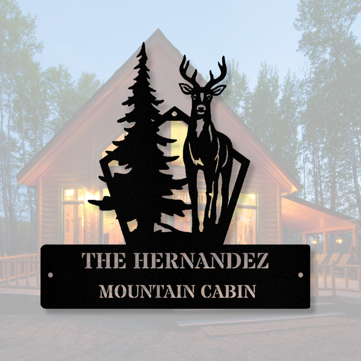 Deer Metal Wall Sign, Custom Mountain Cabin Wall Art Decor, Deer Hunter Birthday Gift, Cabin Wall Decor, Large Metal Wall Sign, Last Name Metal Sign
