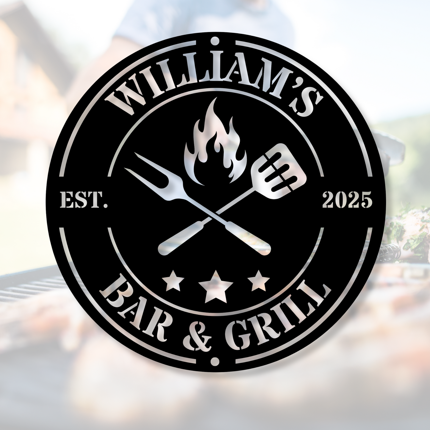 Custom Bar & Grill Metal Sign, Personalized Wall Decor, Custom Man Cave Sign, Bar Home Decor Gift, Grill Sign for Home