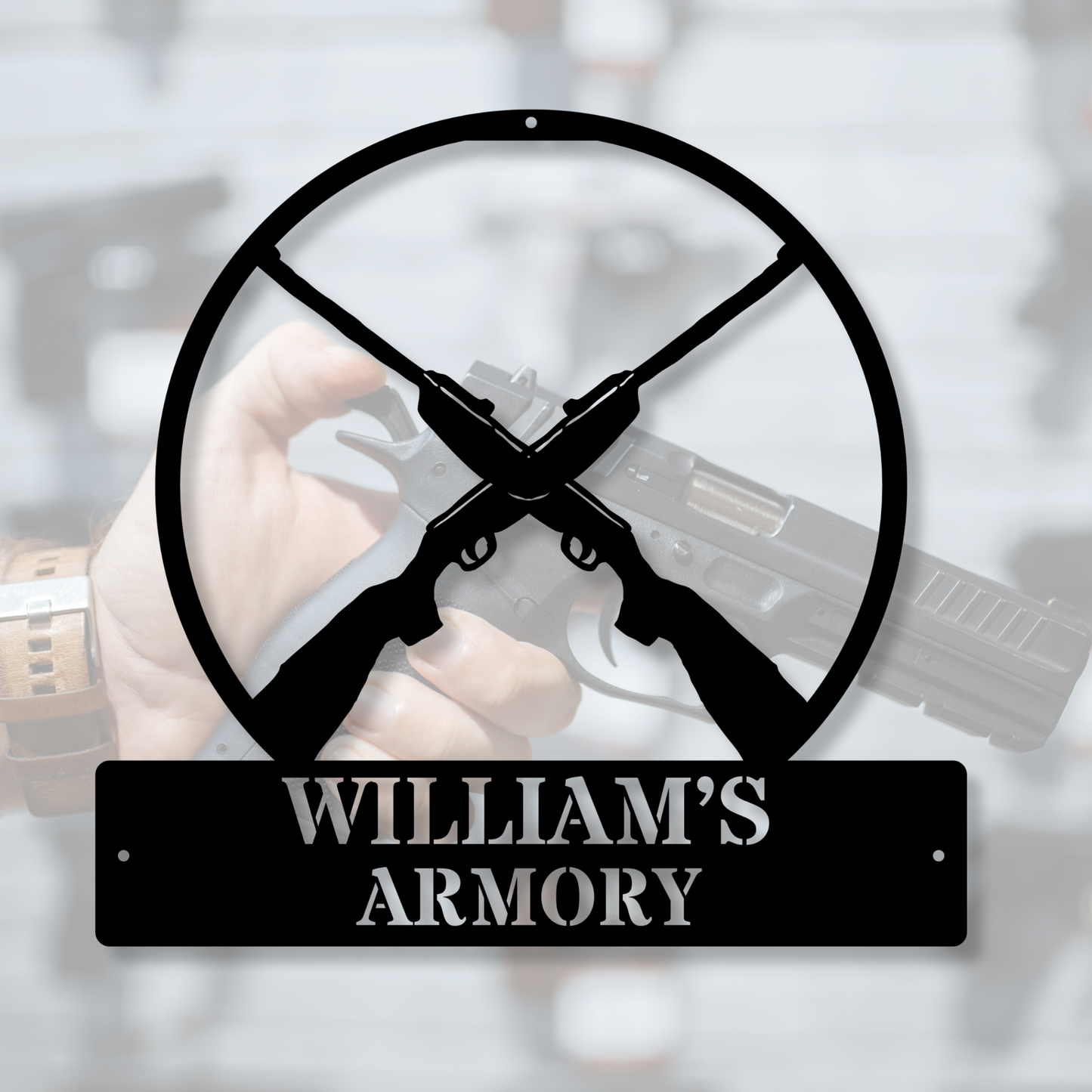 Customized Armory Metal Sign, Personalized Armory Name Sign, Mancave Decor, Rifle Wall Art, Gun Armory Sign, Custom Armory Wall Art Dad Gift