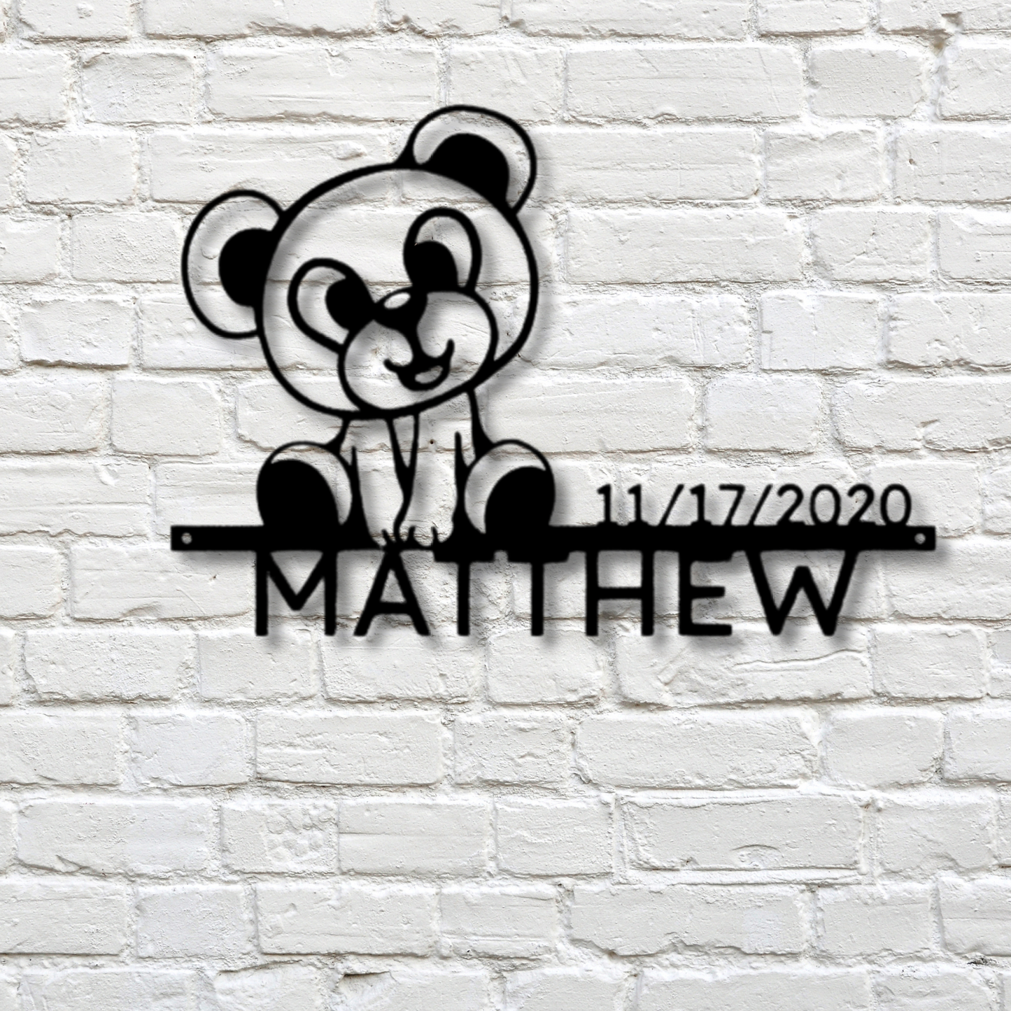 Teddy Name Date Metal Sign, Baby Shower Gifts, Kids Room Wall Decor, Above Crib Sign, Daughter Gifts, Birthday Gifts, Kids Playroom Decor