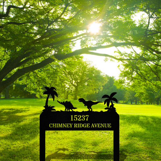 Customized Dinosaur Address Stake, House Number Metal Address Sign, Housewarming Gift, Horizontal Address Plaque, Address Signage, Jurassic