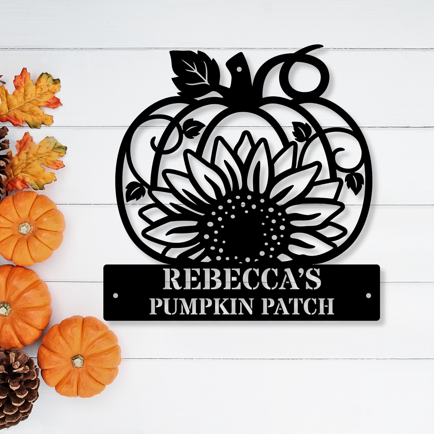 Pumpkin Name Metal Sign, Fall Decor Wall Art, Entryway Decor Sign, Large Wall Decor