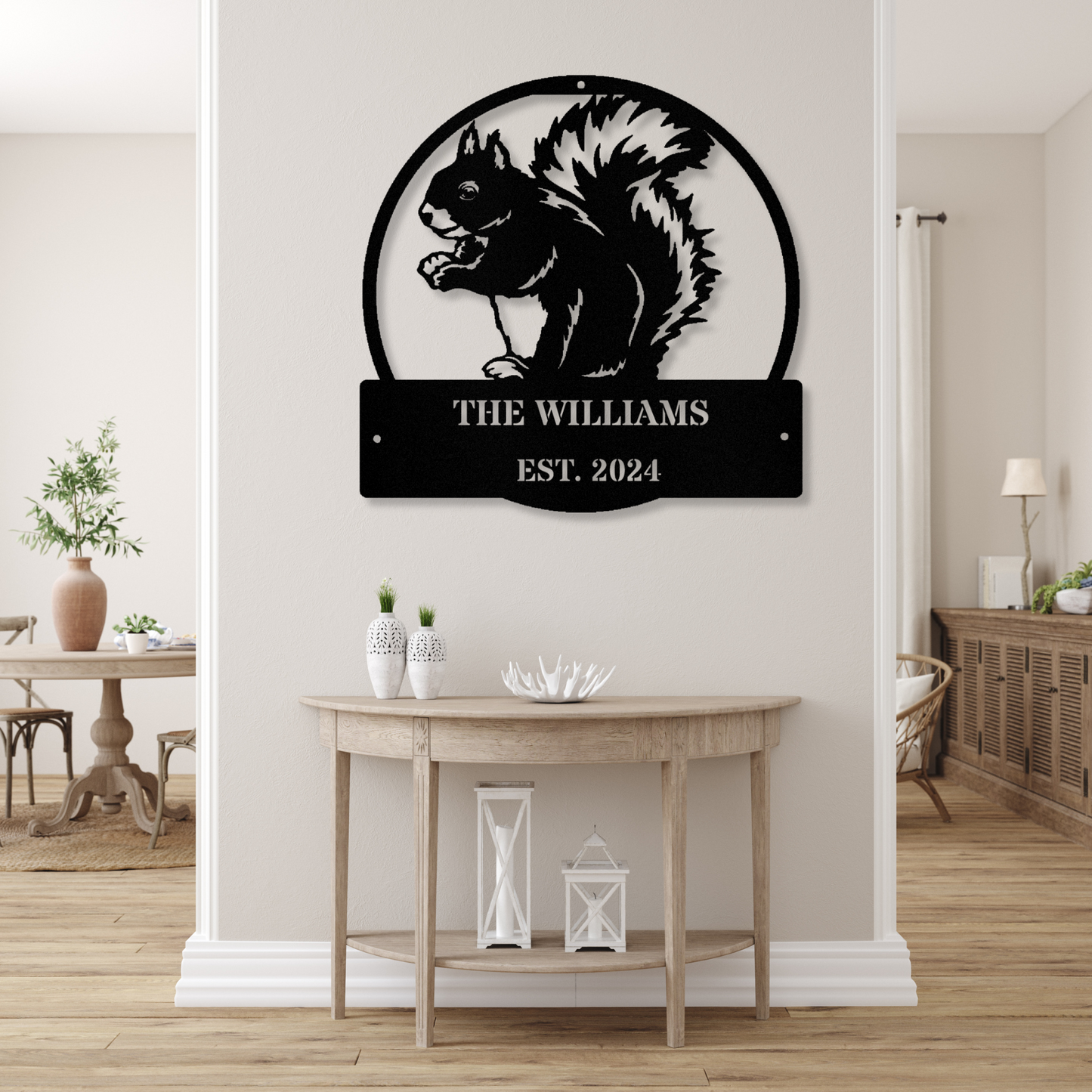 Personalized Squirrel Metal Wall Sign, Custom Name Metal Sign, Squirrel Nut Themed Metal Sign, Squirrel Lover Gift, Large Wall Metal Art Decor