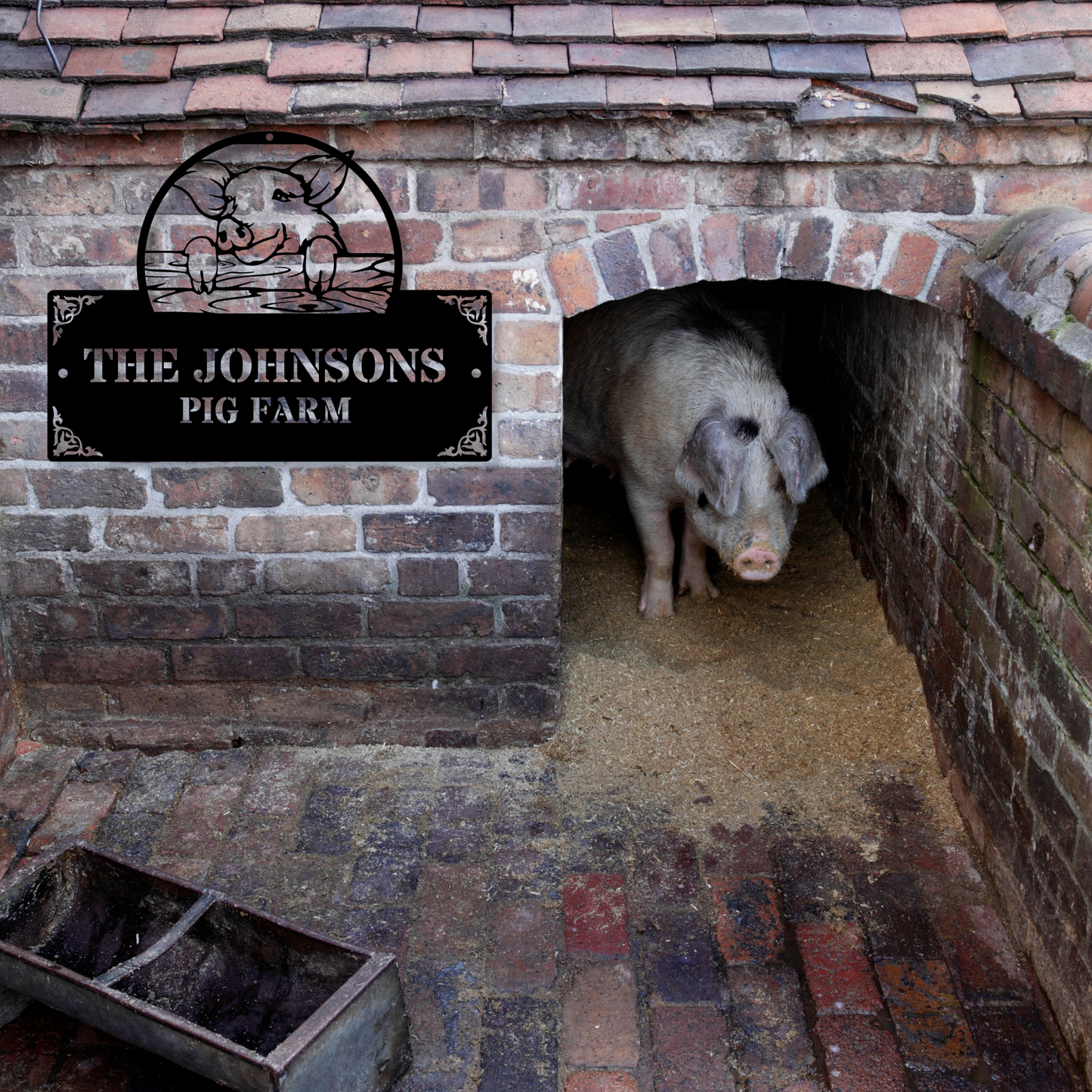 Custom pig farm metal sign, Pig farm decor, Farmhouse metal art, Rustic pig wall decor, Personalized farming gift