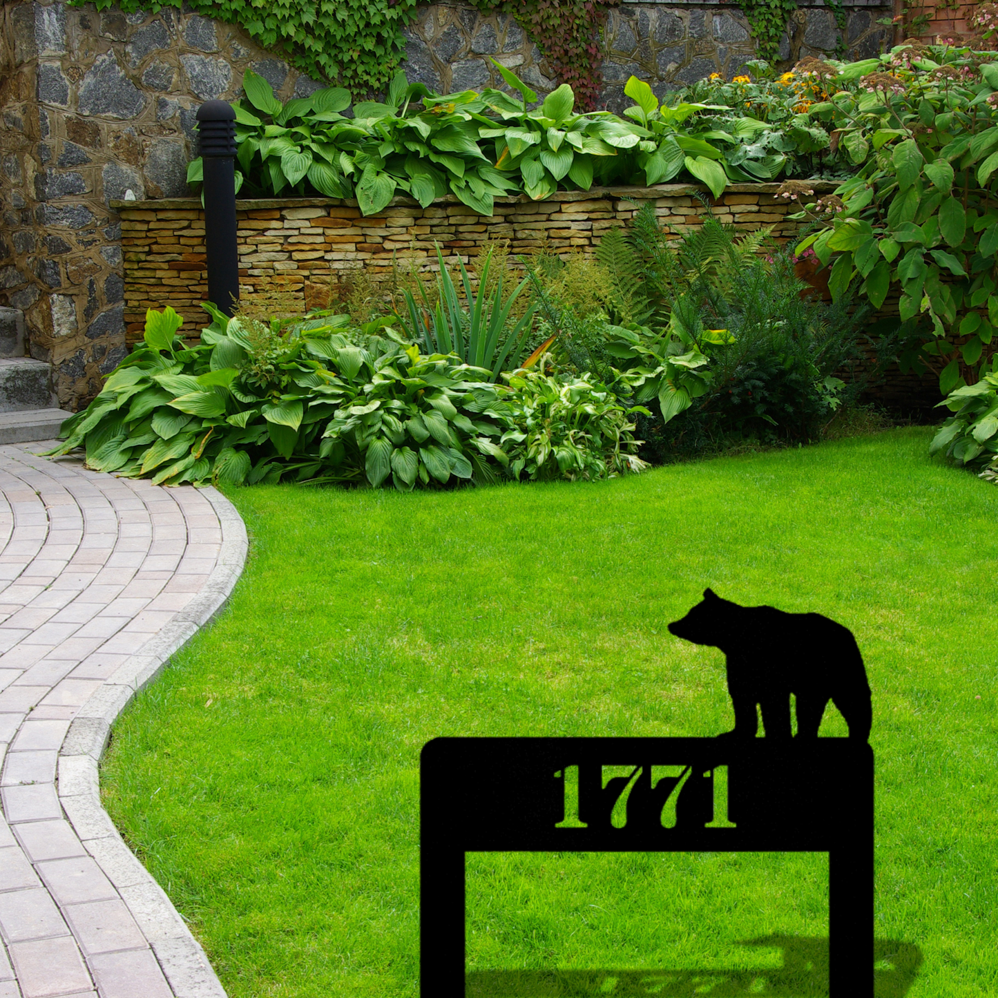 Customized Bear House Number Metal Sign, Custom House Number, Personalized Home Decor, Animal Theme Sign, Rustic Address Plaque, Wall Art
