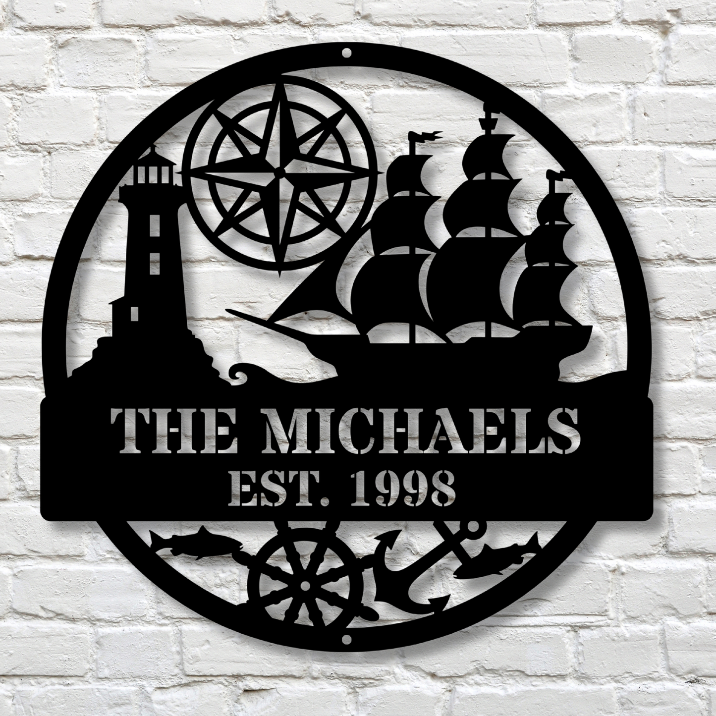 Custom Nautical Metal Sign, Boat Sign, Personalized Metal Wall Art, Beach House Decor, Sailor Gift, Ocean Theme.