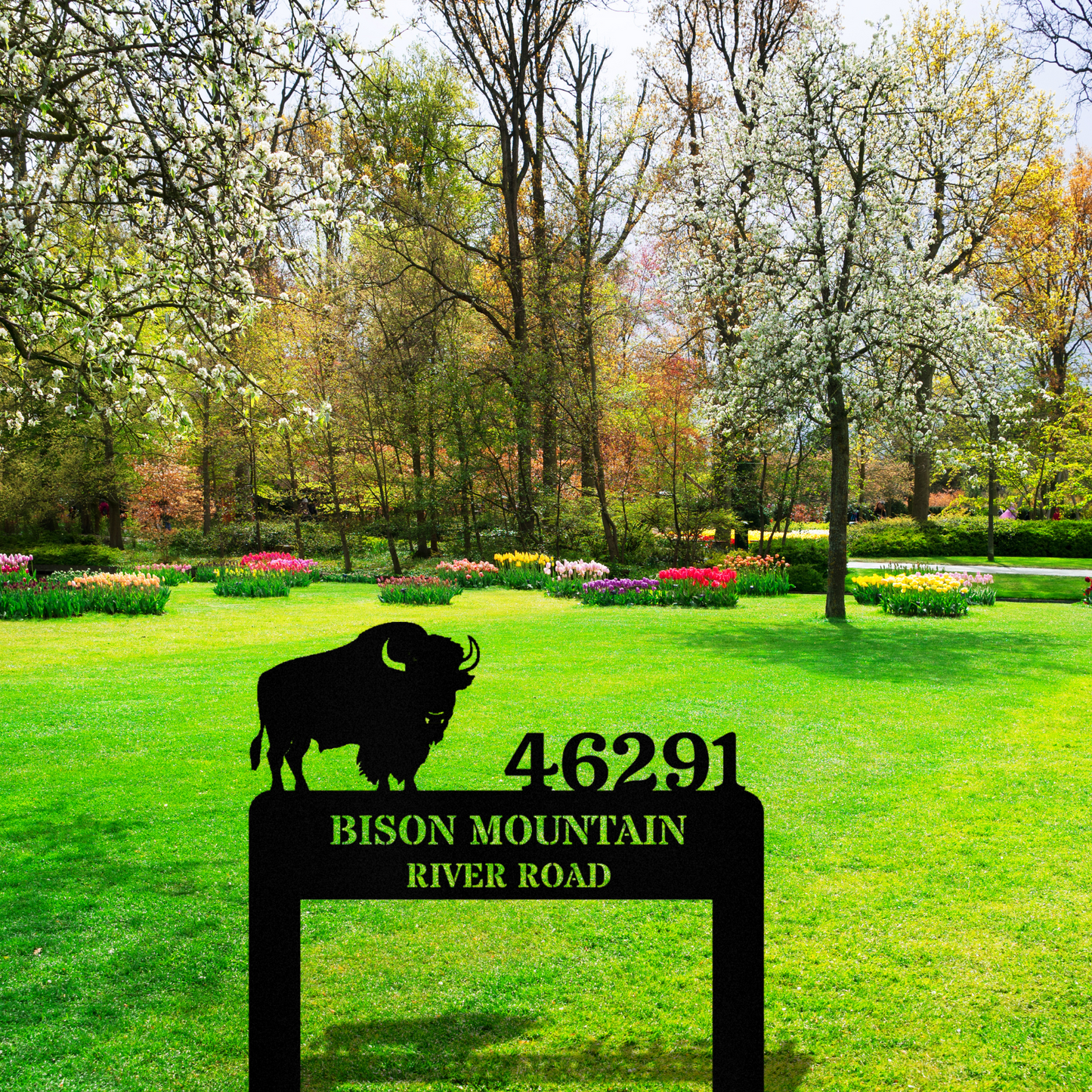 Customized Bison Metal Address Stake Sign, Bison Front Yard Address Sign, Bison Lover Gift, Home Number Address Signage, Residence Address Sign, Wedding Gift